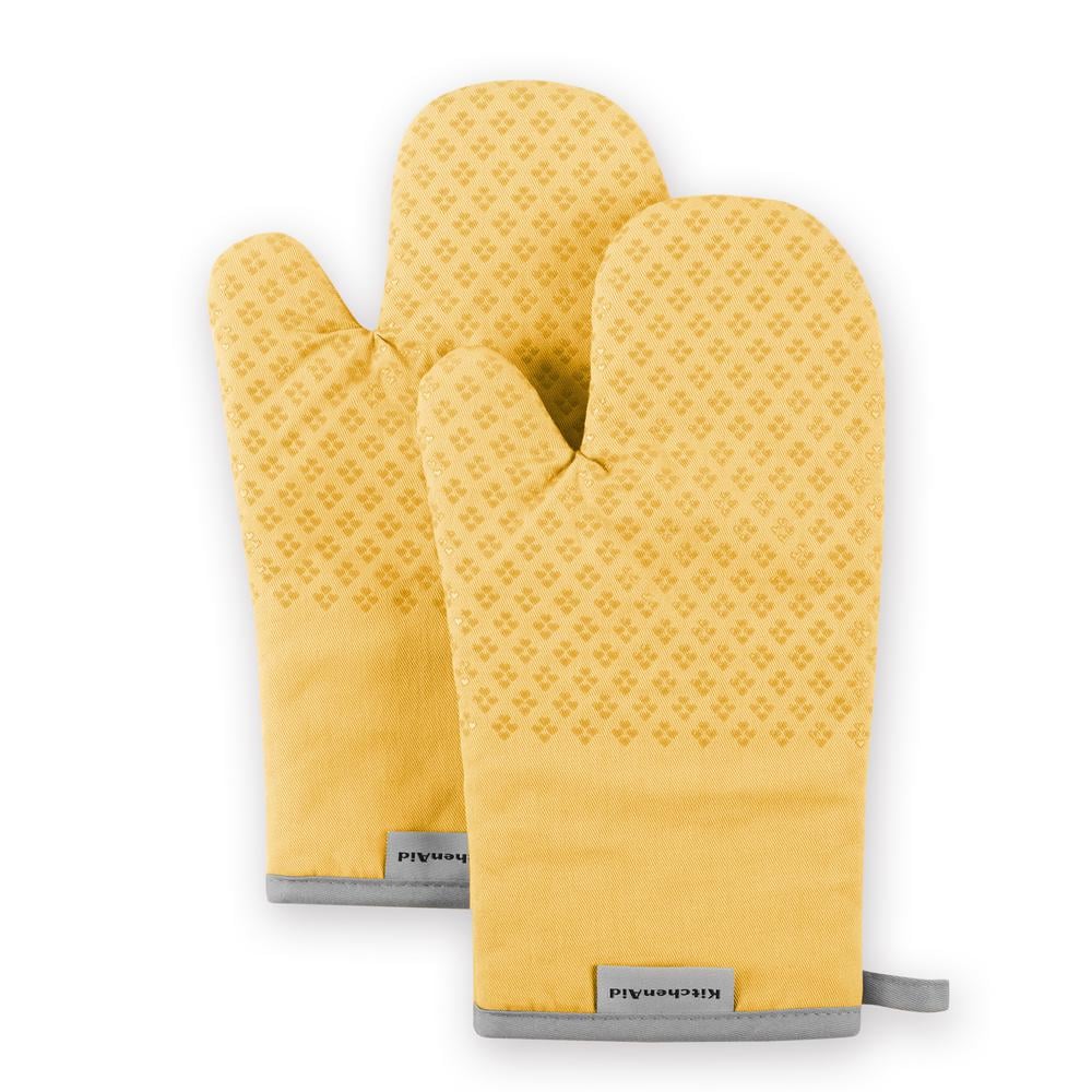 KitchenAid Asteroid Solid Textured Oven Mitt (Set of 2) Color: Yellow