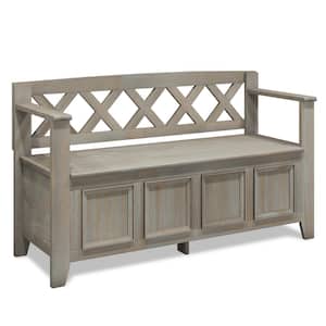 Amherst Distressed Gray Solid Wood Entryway Storage Bench 17 in. D x 48 in. W x 28 in. H