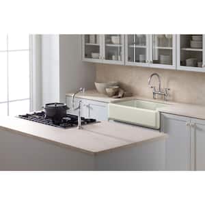 Whitehaven Undermount Farmhouse Apron Front Cast Iron 36 in. Single Basin Kitchen Sink in Biscuit