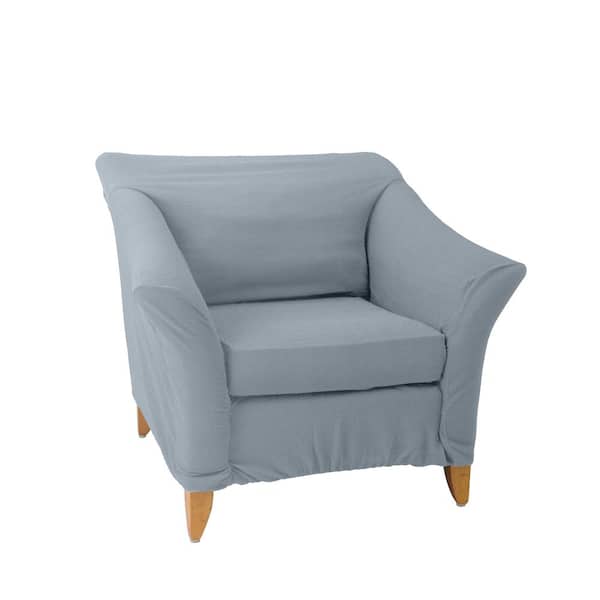 Home Details 96.5 in. x 23.6 in. x 27.5 in. Pixel Grey Stretch Chair Slip Cover