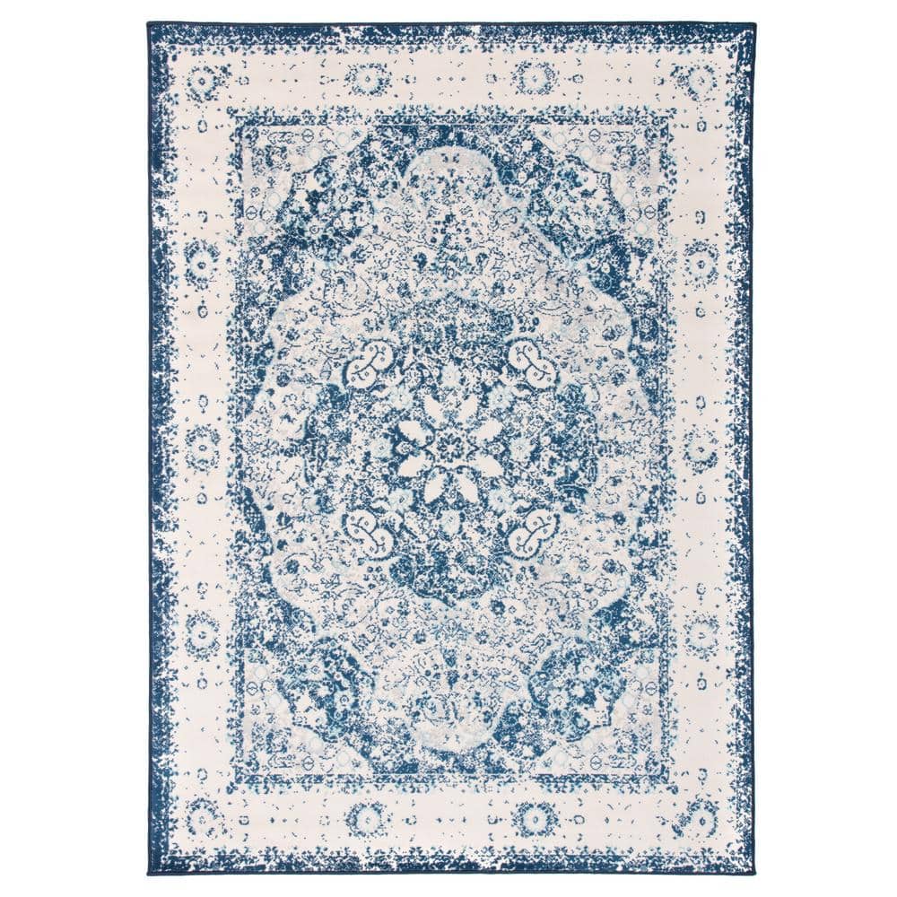 Bohemian Blue Distressed Medallion 8' x 10' Synthetic Area Rug