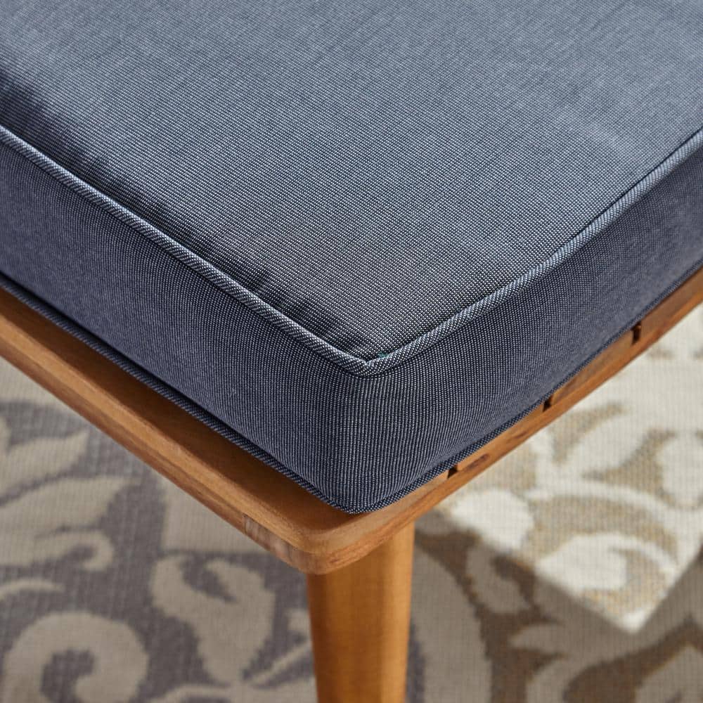 Teak and Gray Acacia Wood Outdoor Loveseat with Cushions
