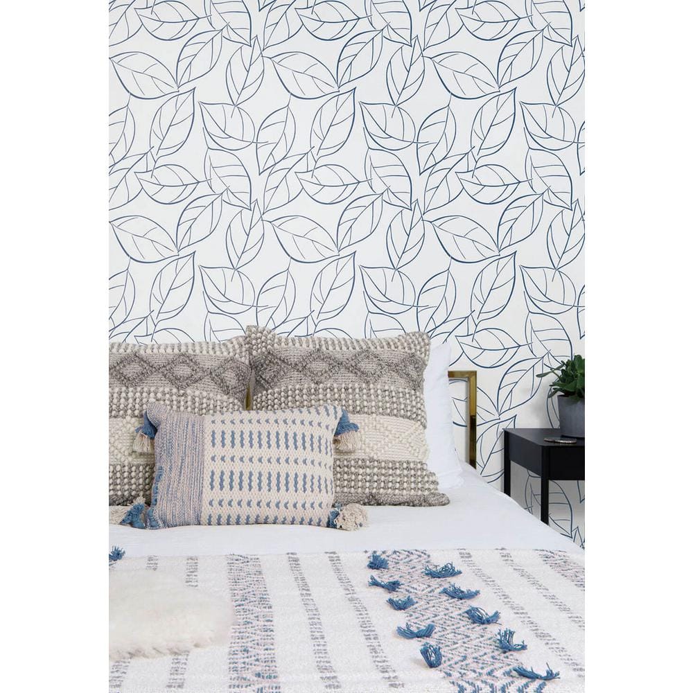 Navy Blue and White Vinyl Peel and Stick Wallpaper