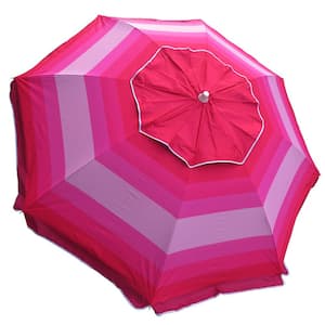 7 ft. Aluminum Tilt Beach Umbrella in Wide Stripe Pink
