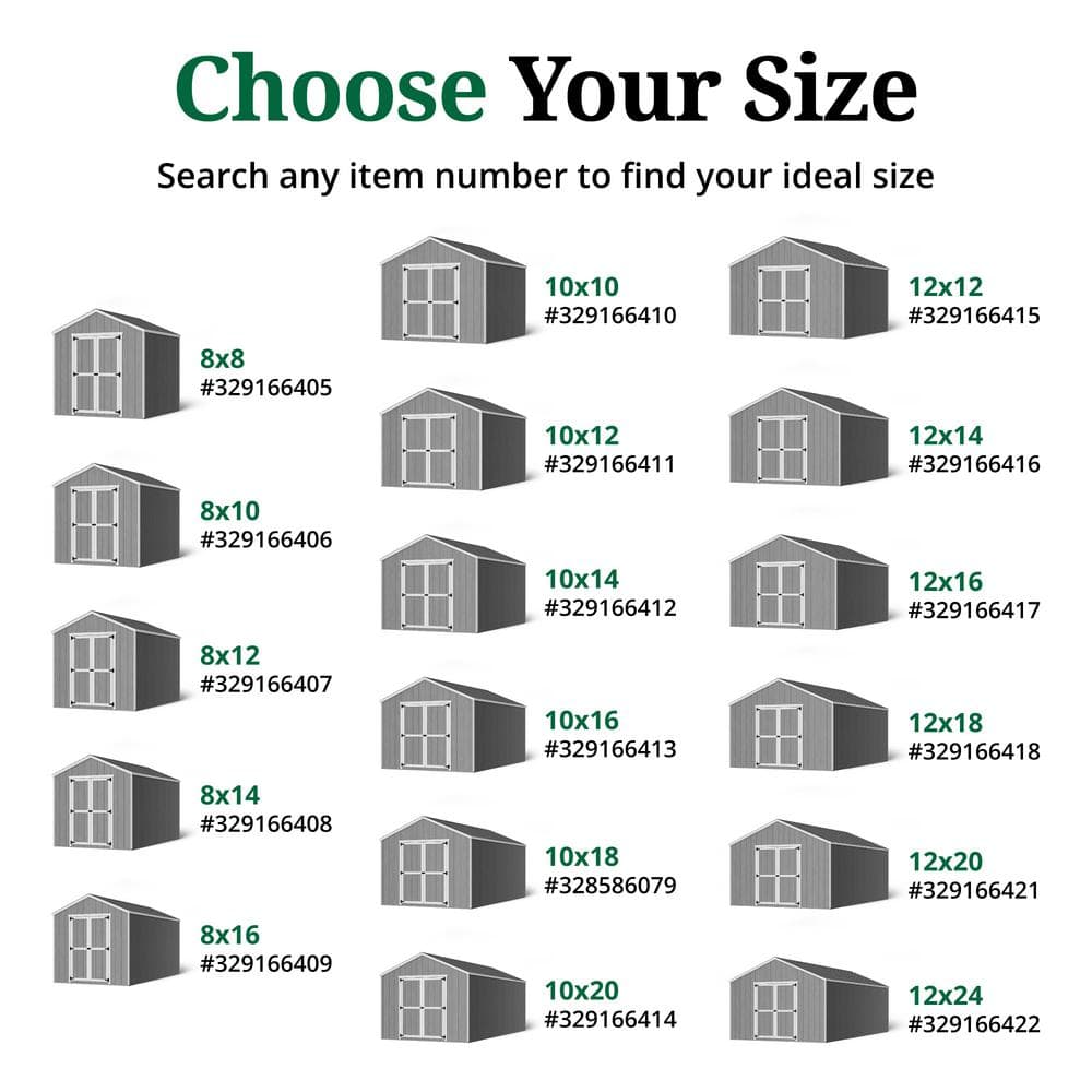 8x8 Gray Wooden Gable Shed Kit with Floor