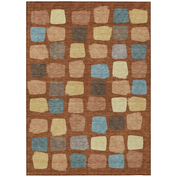 Chantille Machine Washable Indoor/Outdoor Abstract ACN2501 Paprika 5 ft. x 7 ft. 6 in. Area Rug
