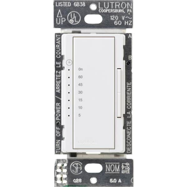 Lutron Maestro Digital Timer Switch, 5-Amp Fan/600-Watt Incandescent Bulbs, White (MA-T51H-WH)