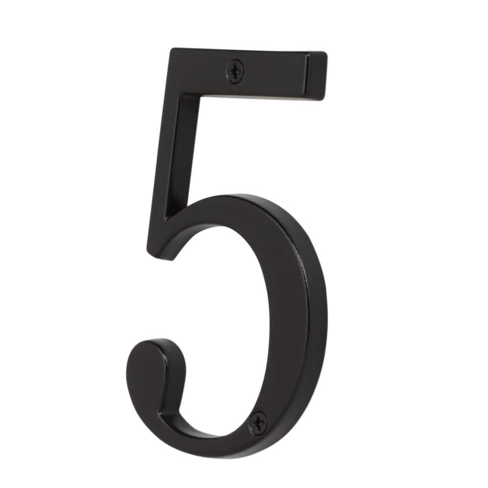 4-Inch Matte Black Zinc House Number 5