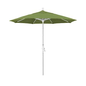 7.5 ft. Matted White Aluminum Market Patio Umbrella Collar Tilt Crank Lift in Spectrum Cilantro Sunbrella