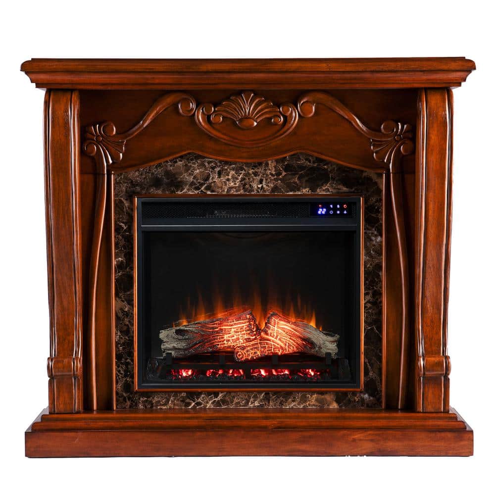 Bersett 45.25 in. Touch Panel Electric Fireplace in Walnut with Faux Marble price history on PriceWatchPro