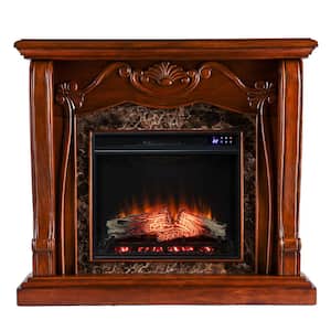 Bersett 45.25 in. Touch Panel Electric Fireplace in Walnut with Faux Marble