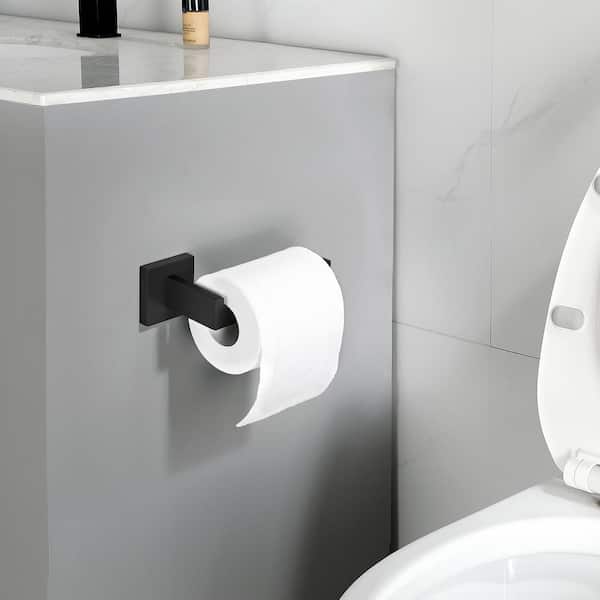 Bathroom Wall-Mount Single Post Toilet Paper Holder Stainless Steel Tissue Roll Holder in Matte Black