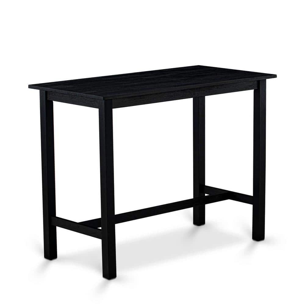 Wire Brushed Black Solid Wood Counter Height Dining Set with Bench and Stools