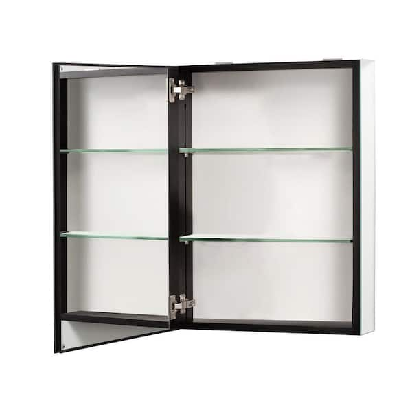 Basicwise 26 in. x 25 in. Surface Mount Medicine Cabinet Storage Organizer,  Mirrored Vanity Chest with Open Shelves QI003745 - The Home Depot