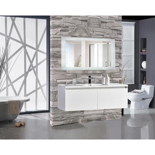 Large Bathroom Vanity Mirror with LED Lighted Edges :: IMPECCABLE Seri –  Impact Vanity