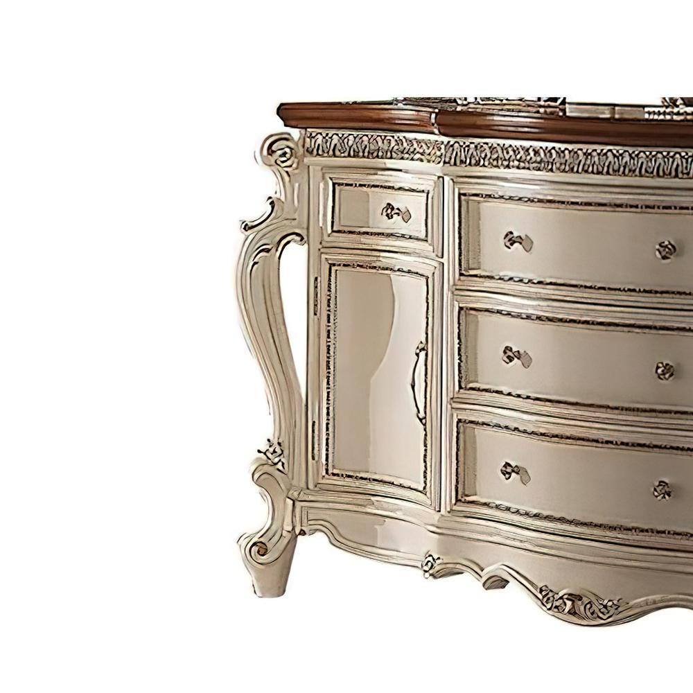 Antique Pearl and Cherry Oak 69" Glam Dresser