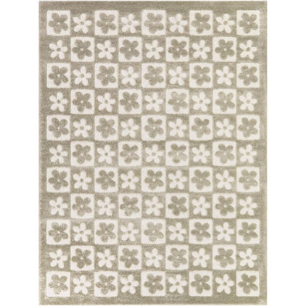 Helen Grey 5 ft. 3 in. x 7 ft. Floral Indoor/Outdoor Area Rug