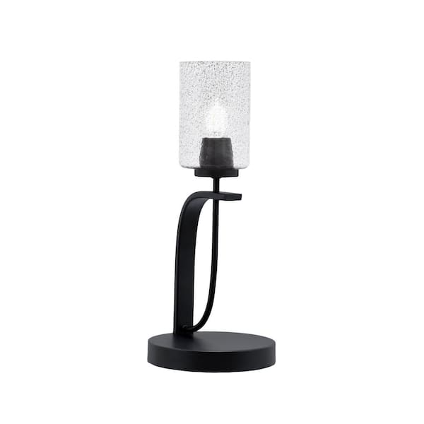 Unbranded Olympia 16.75 in. Matte Black Piano Desk Lamp with Smoke Bubble Glass Shade
