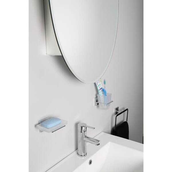 Croydex 21-in x 31-in Surface/Recessed Mount Silver Mirrored Oval Medicine Cabinet