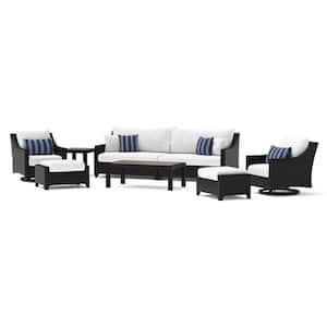 Deco 8-Piece Wicker Motion Patio Conversation Deep Seating Set with Sunbrella Centered Ink Cushions