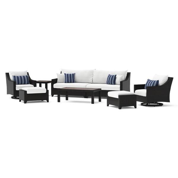 Rst Brands Deco 8 Piece Wicker Motion Patio Conversation Set With Sunbrella White Cushions Op Pess7mt Cink K The Home Depot Rst Brands Deco 8 Piece Wicker Motion, Rst Deco Outdoor Furniture