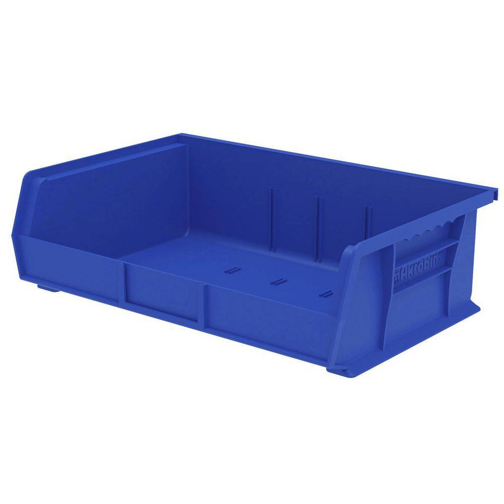 Plastic Stackable Storage Bins, 10-7/8 in. x 16-1/2 in. x 5 in, Blue, 6-pack price history on PriceWatchPro