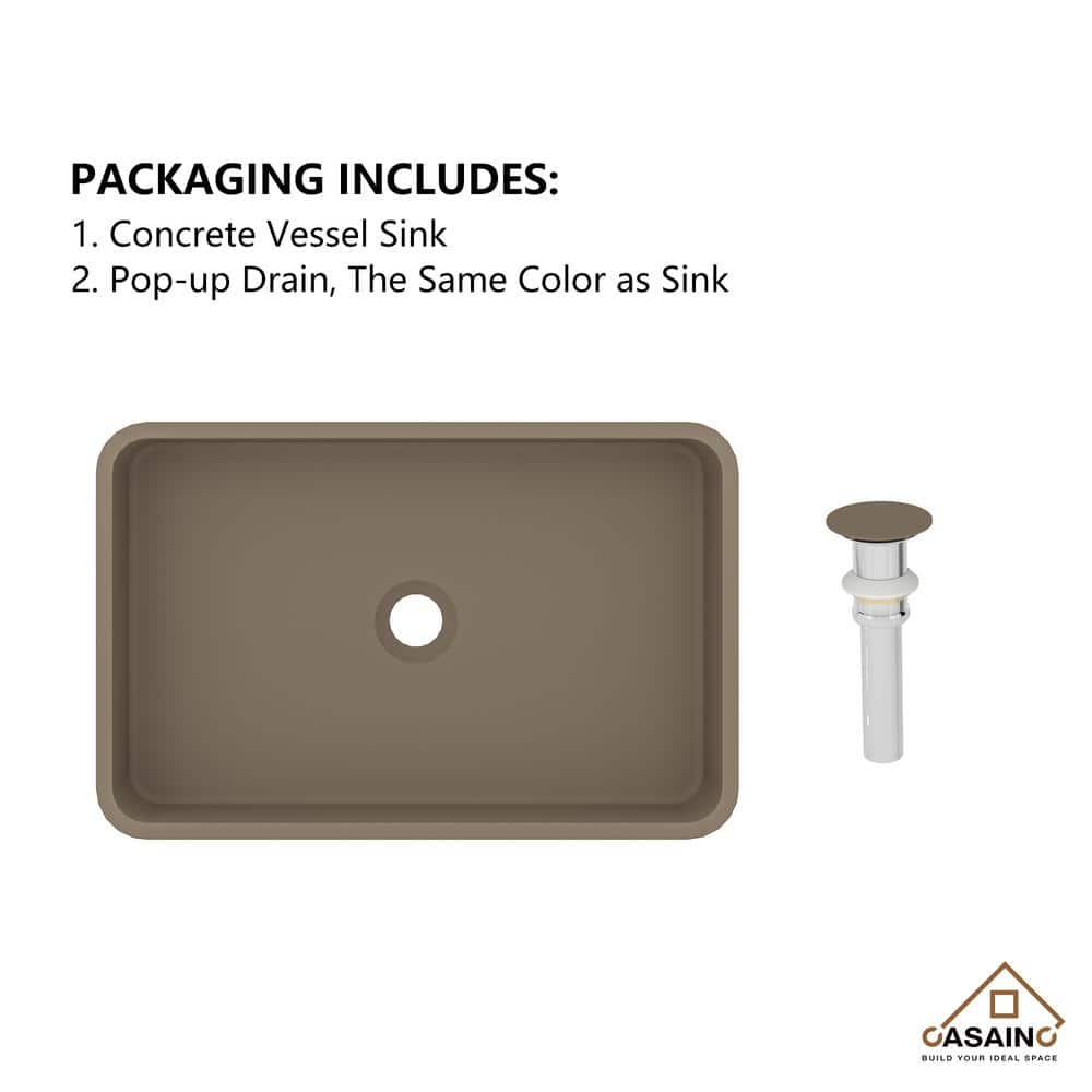 Taupe Clay Rectangular Ceramic Bathroom Sink