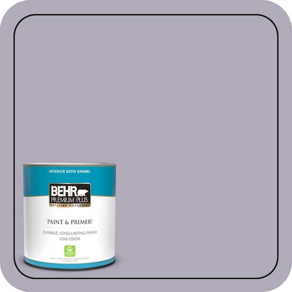 BEHR PREMIUM PLUS 1 qt. #ICC-98 Lilac Bloom Satin Enamel Low Odor Interior Paint & Primer