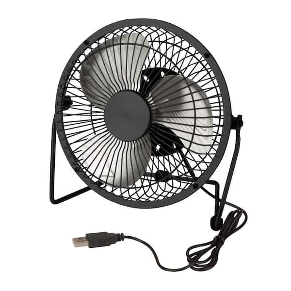 Honey-Can-Do 6 Dia Single Speed USB-Powered Desk Fan in Black - The Home Depot