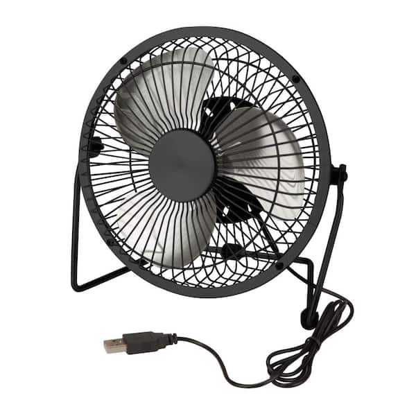Honey-Can-Do 6 in. Dia Single Speed USB-Powered Desk Fan in Black