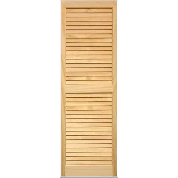 Primed Solid high quality Wood Louver/Louver Exterior Shutters (Pair) 14x39