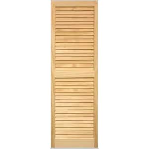 15 in. x 67 in. Pine Louvered Shutters Pair Unfinished