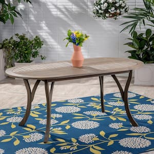 Hermosa Gray Oval Wood Outdoor Dining Table