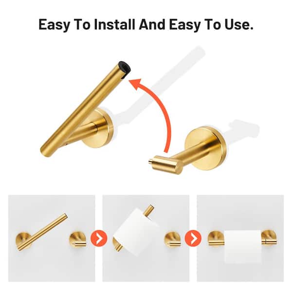 Deluxe Wall Mount Pivot Arm Toilet Paper Holder Bath Hardware Accessory in Gold