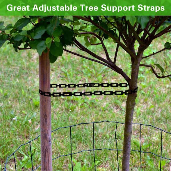 50 ft. L x 0.5 in. W Black Plastic Adjustable Tree Tie Strap Plant Support Chain Lock for Outdoor Garden
