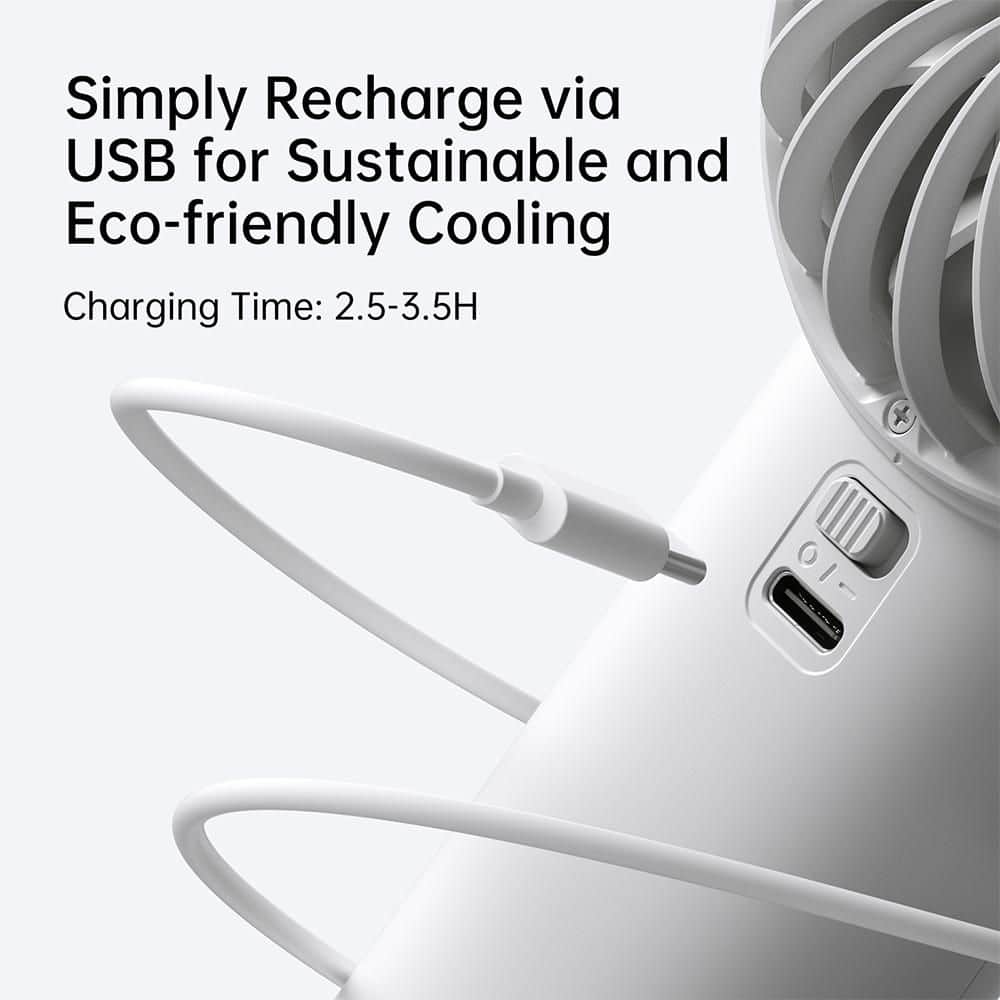 Life 4 5-Speeds Handheld Personal Fan with 3600 mAh Battery, Gray