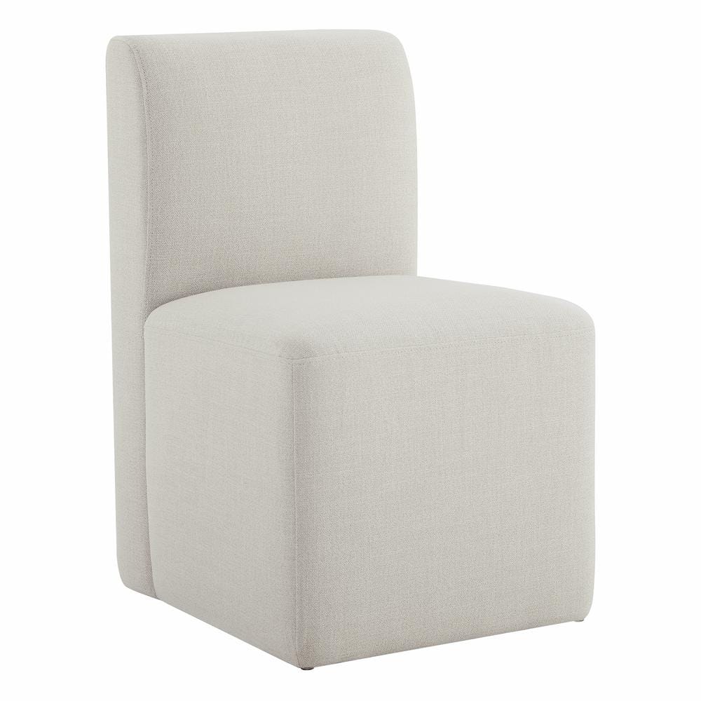 Set of 2 Linen Upholstered Armless Rolling Dining Chairs