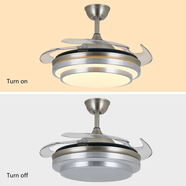 OUKANING 42 in. Silver Integrated LED Modern Indoor Retractable