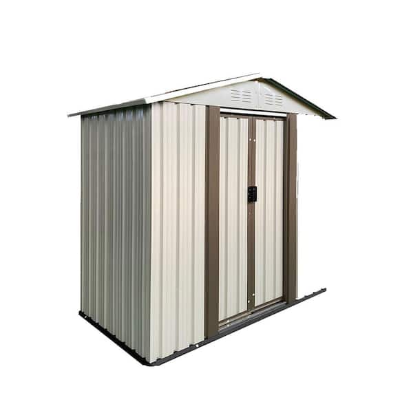 5 ft. x 3 ft. White Outdoor Storage Shed, All Weather Metal Sheds With Aluminum Alloy Frame Sliding Doors, 15 sq. ft.