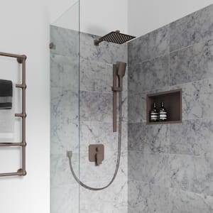 6-Spray Patterns with 2.5 GPM 10 in. Wall Mounted Dual Shower Heads with Slide Bar and Valve in Oil-Rubbed Bronze
