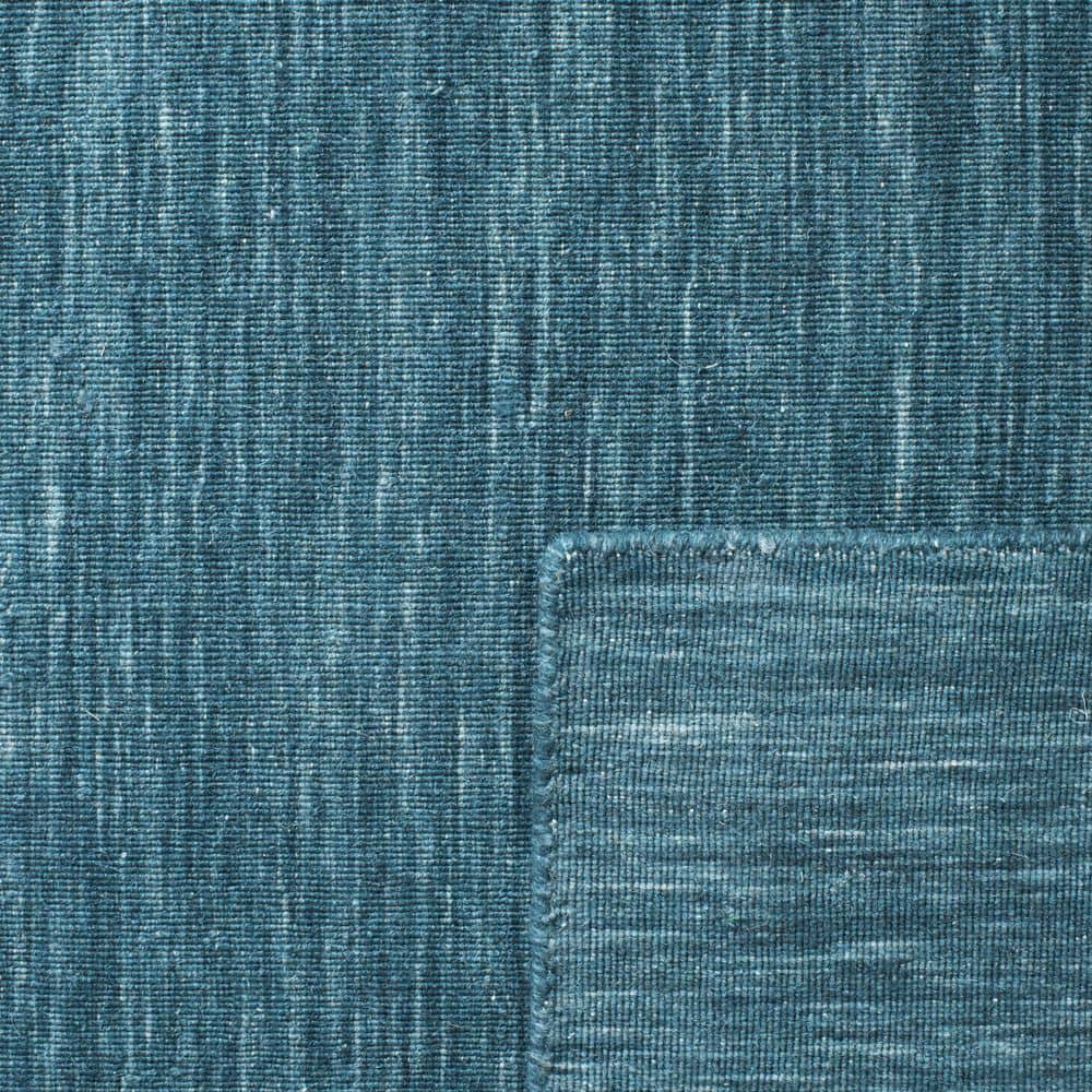 Handmade Dark Green Wool and Cotton Square Area Rug