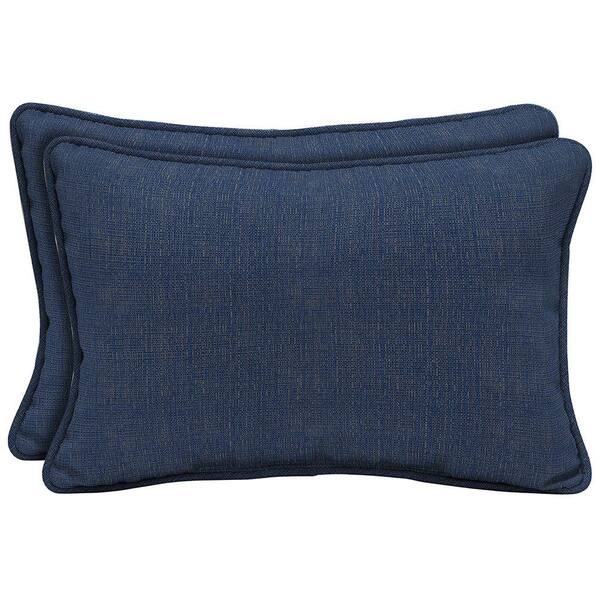 Hampton Bay Cobalt Lumbar Outdoor Pillow (2-Pack)