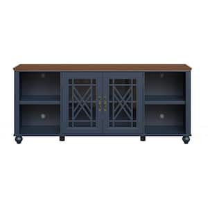 Elegant Navy 70 in. TV Stand Fits TVs up to 80 in. to 85 in. with Open Storage