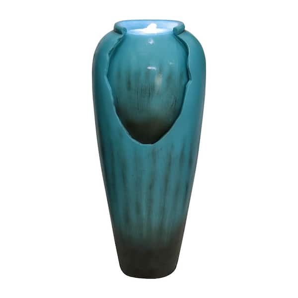 Watnature 30.7 in. Concrete Indoor Water Fountains Outdoor Waterfall -Tall Water Jar Fountain for Garden, Patio, Home Art Decor