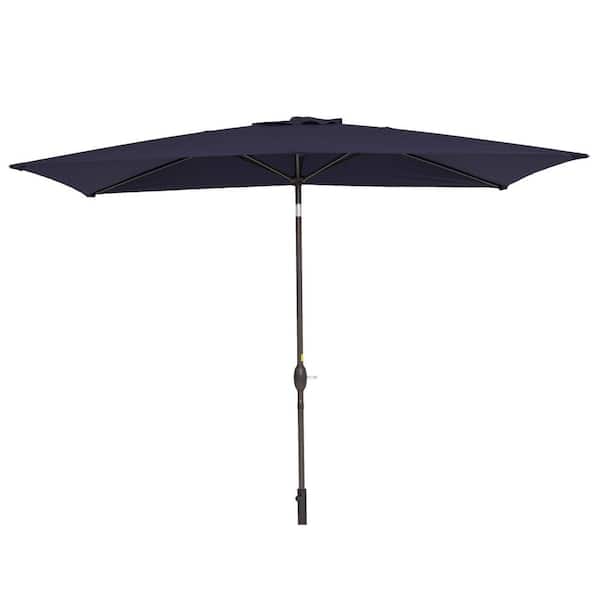 Inner Decor Seymo 10 ft. x 6.5 ft. Steel Rectangular Market Tilt Patio Umbrella in Navy Blue without Base