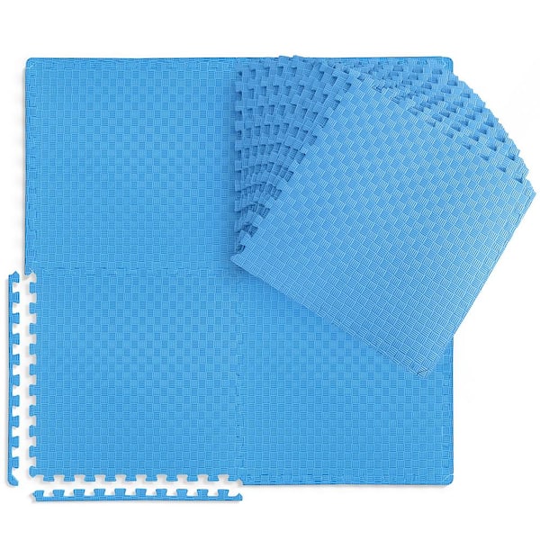 CAP Blue 24 in. W x 24 in. L x 0.5 in. T EVA Foam Tatami Pattern Gym Flooring Mat (24 Tiles/Pack) (96 sq. ft.)