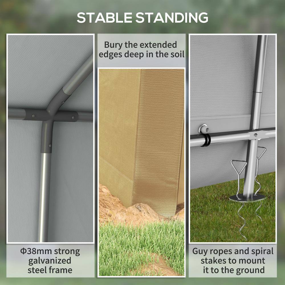 Beige 7' x 12' Portable Storage Tent with Windows