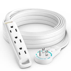 10 ft. 16/3 Light Duty Indoor Extension Cord 360° Rotating Flat Plug 1-Sided with Loop, White