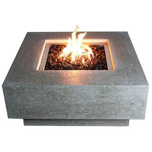 Elementi Manhattan 36 in. x 36 in. Square Concrete Propane Fire Pit Table with Lava Rock