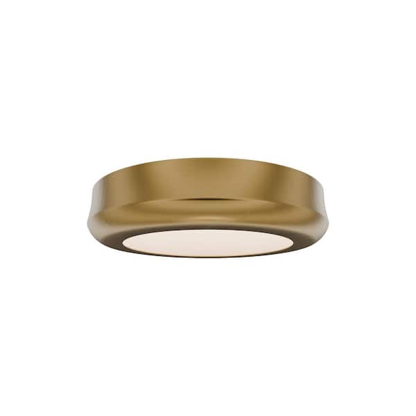 Parthenon 5 in. Aged Brass Flush Mount with Frosted Glass Shade Integrated LED Selectable 4CCT